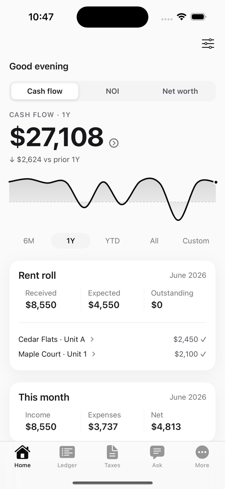 Oberlin24 on iPhone: dashboard